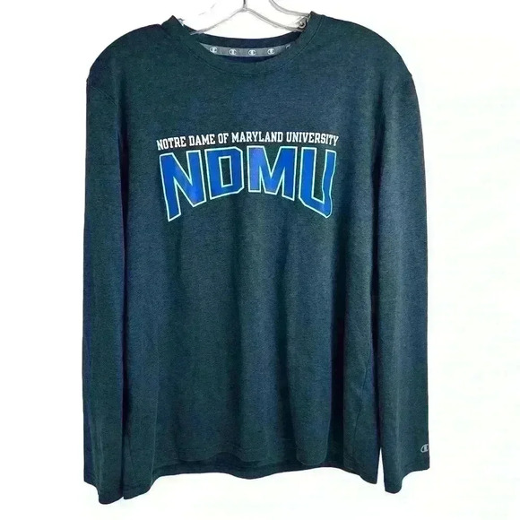 Champion Notre Dame Maryland Univ Blue Graphic Long Sleeve Shirt M - Picture 1 of 8